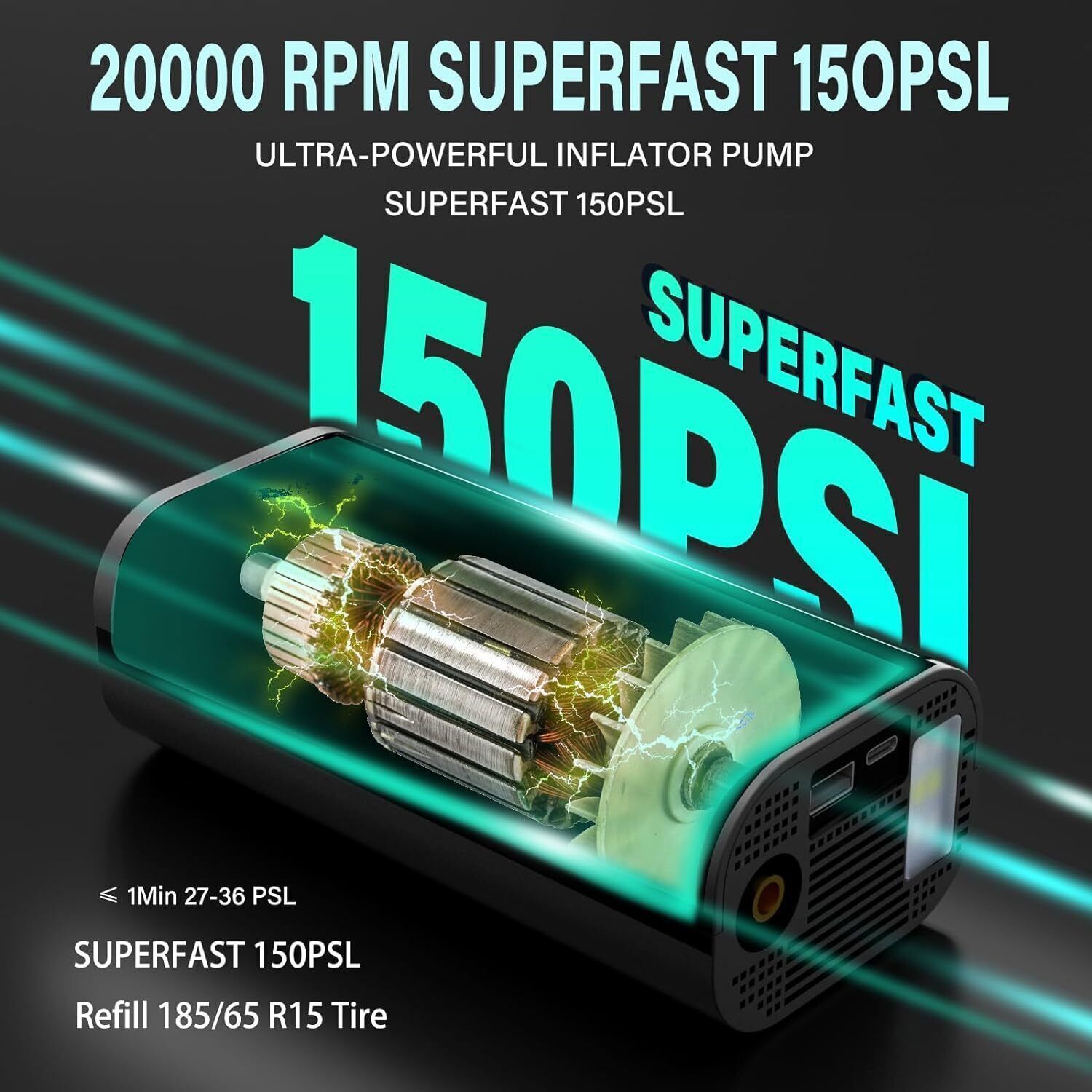 150 PSI Tire Inflator Car Air Compressor Electric Portable Auto 12V Air - LumiNest