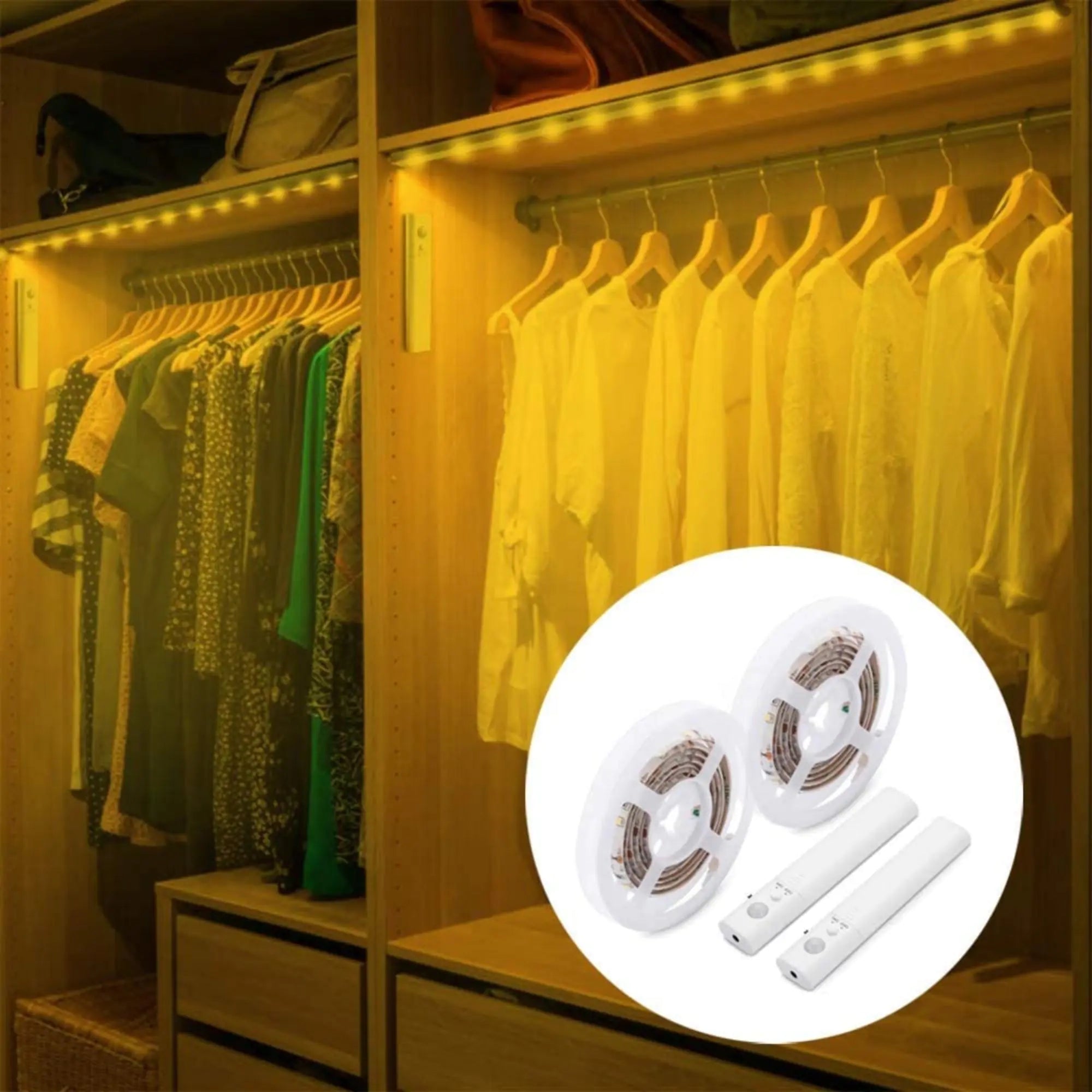 Motion Sensor LED Light Strips for Wardrobe, Bathroom, Stairs (6.5 feet) - LumiNest