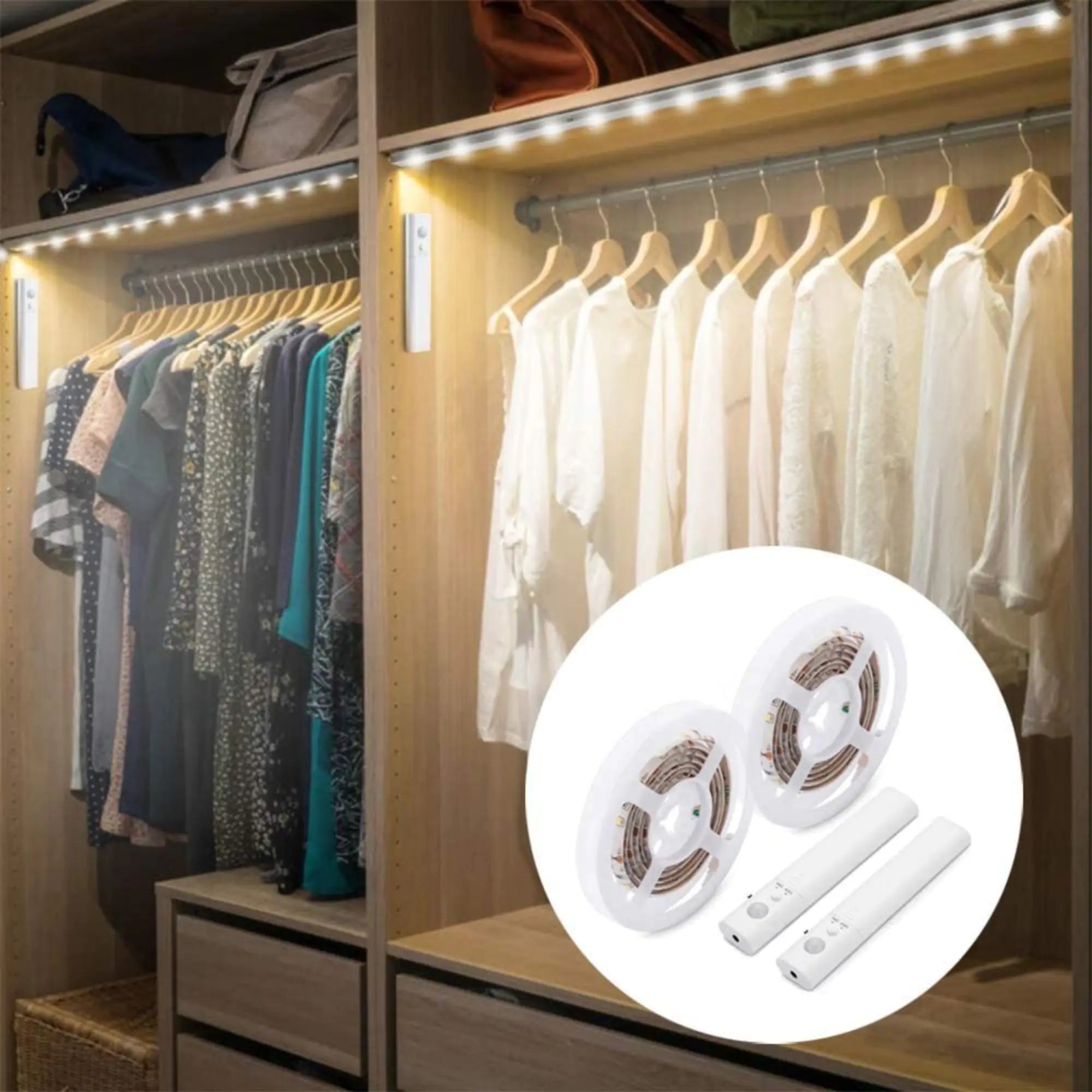 Motion Sensor LED Light Strips for Wardrobe, Bathroom, Stairs (6.5 feet) - LumiNest