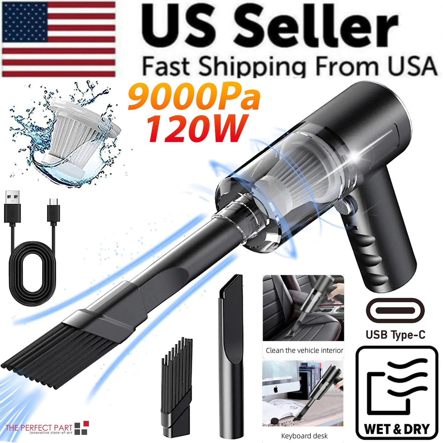 120W Cordless Handheld Vacuum Cleaner Small Mini Portable Car Auto Home Wireless - LumiNest 