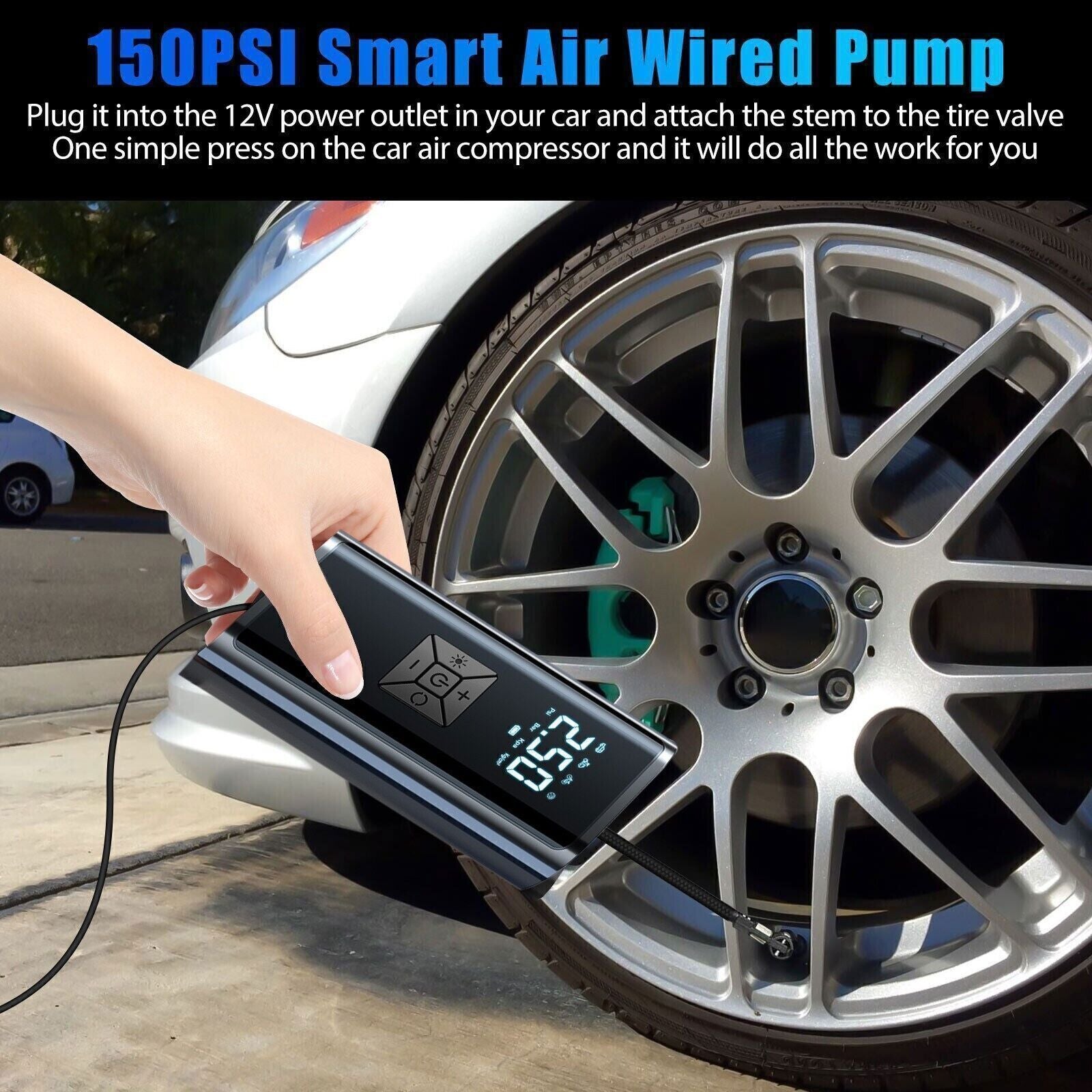 150 PSI Tire Inflator Car Air Compressor Electric Portable Auto 12V Air - LumiNest 