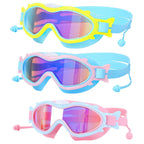 3 Colors Option - 1Pc Kids Swim Goggles With Ear Plugs UV Protection Anti-Fog Leak Proof Wide View Pool Swimming Goggles For Youth Boys Girls Aged 3-16 Years Old Summer Beach Water Park - LumiNest 
