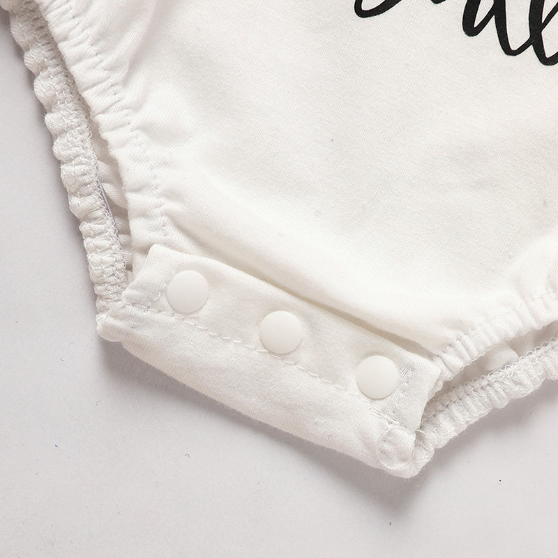 Baby Girls' Mardi Gras Outfit Set Ruffle Sleeve Letter Print Bodysuit, Mesh Tutu Skirt & Hairband - LumiNest 