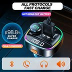 Bluetooth 5.0 Car Wireless FM Transmitter Adapter USB PD Charger AUX Hands-Free - LumiNest 