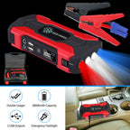 Car Jump Starter Booster 800A Peak 28000mAh 12V Battery Charger Up To 6.0L Gas Or 3.0L Diesel Engine With LCD Screen 4 Modes LED Flashlight - LumiNest 