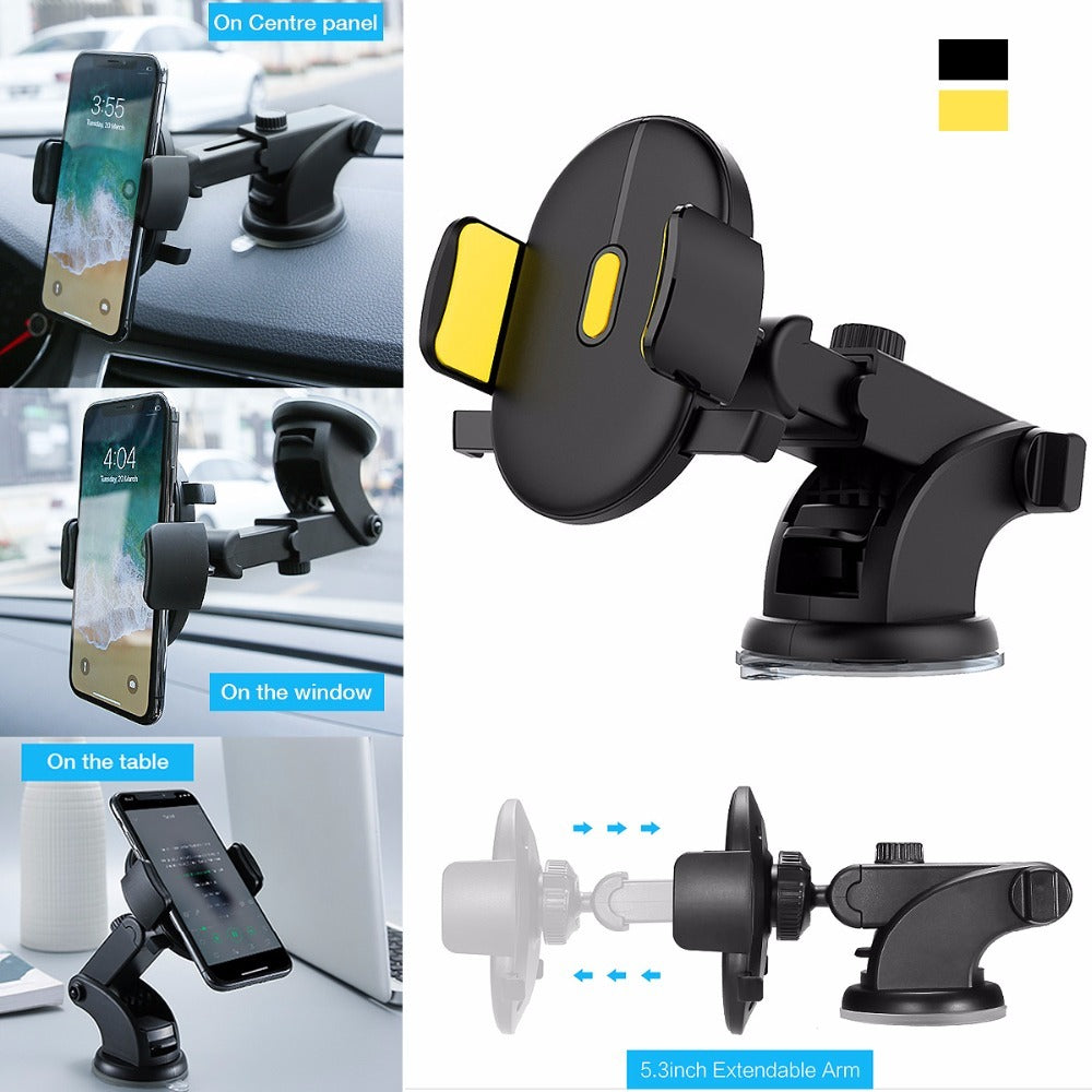 Car Phone Holder Long Rod Telescopic Car Dashboard Suction Cup Type - LumiNest 