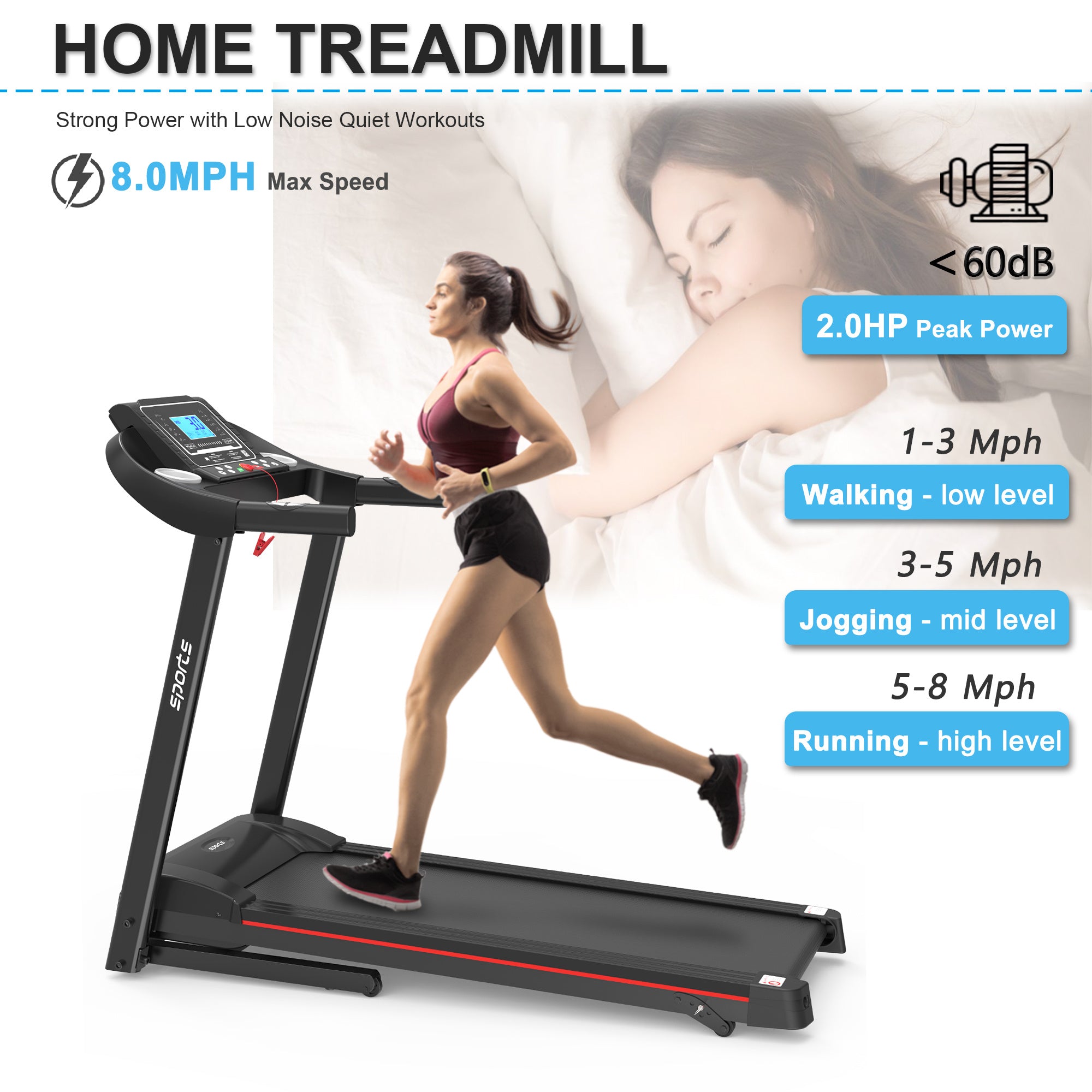 Fitshow App Treadmill – Foldable Incline Running Machine - LumiNest 