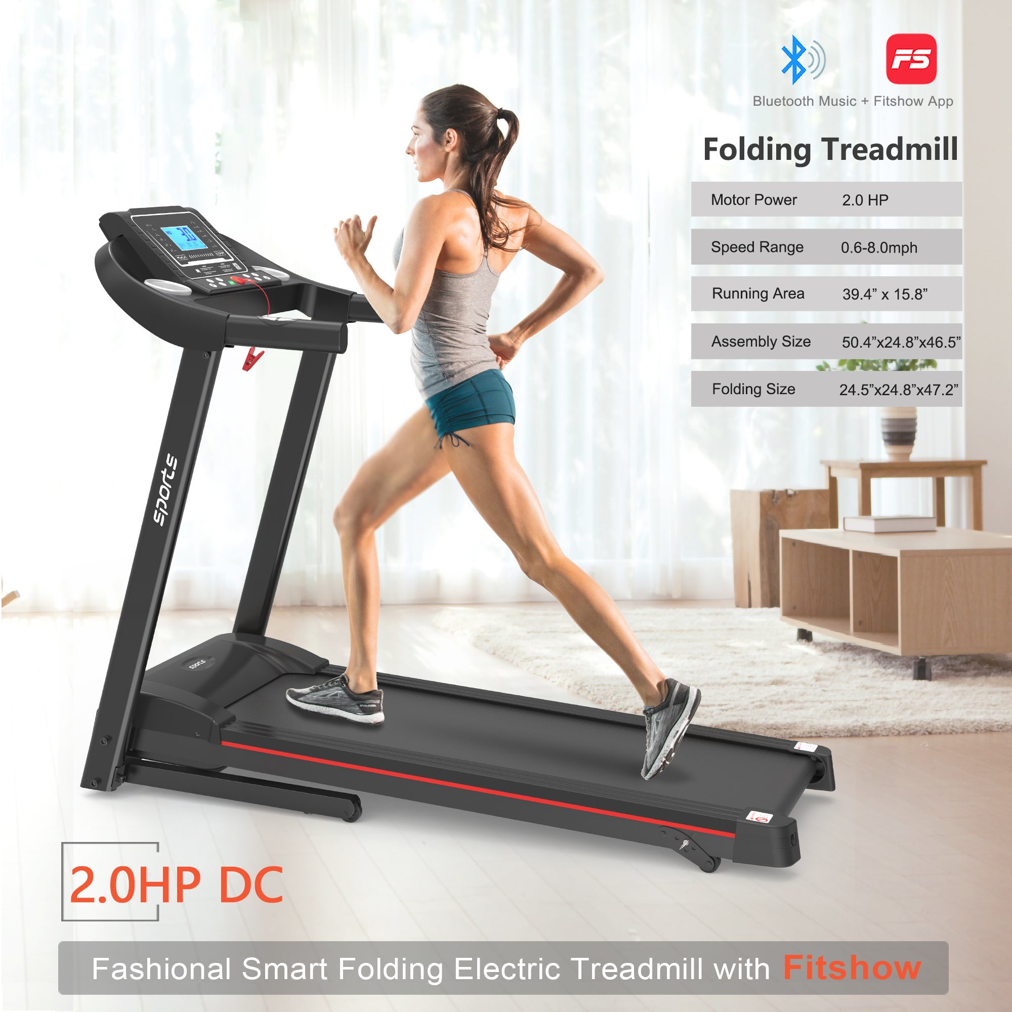 Fitshow App Treadmill – Foldable Incline Running Machine - LumiNest 
