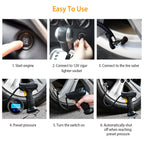 Portable Car Tire Inflator DC 12V Digital Car Air Compressor Electric Air Inflator With LED Light 150PSI - LumiNest 