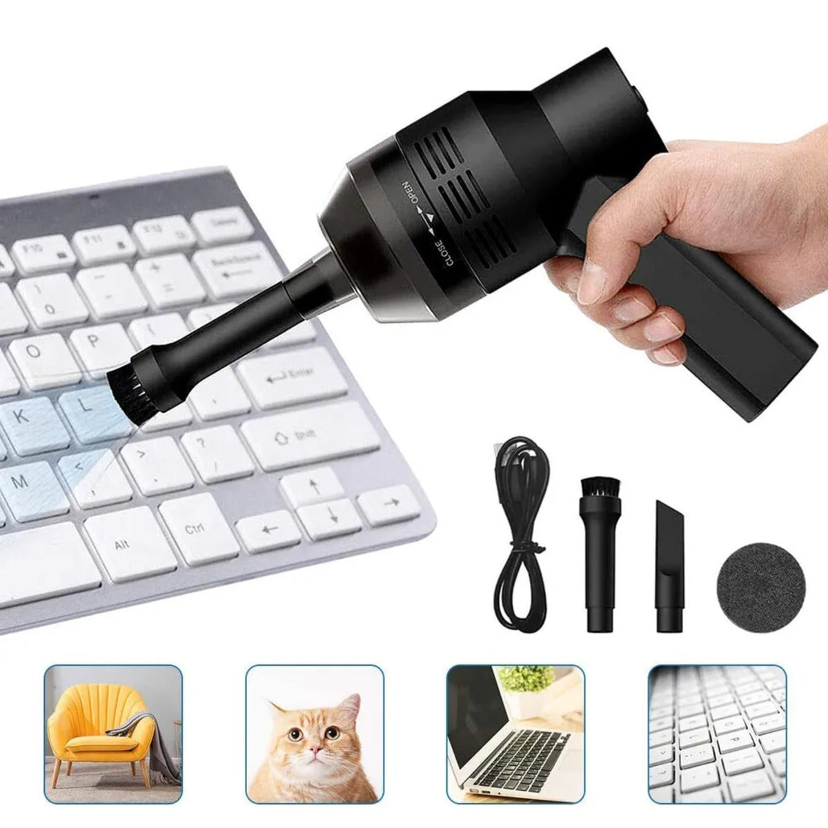 Portable Cordless Electric Air Duster Keyboard PC Car Cleaner Tool Rechargeable Compressed Air Duster, Keyboard Cleaner Electric Air Duster, Good Replace Compressed Air Can, No Canned Air Duster - LumiNest 