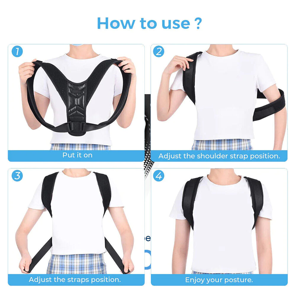 Posture Corrector Adjustable Back Brace Shoulder Support Clavicle Belt Men Women - LumiNest 